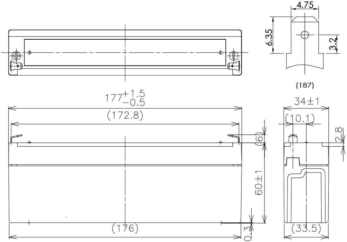 מצבר עופרת נטען PANASONIC 12V 2.2AH LC-R122R2PG